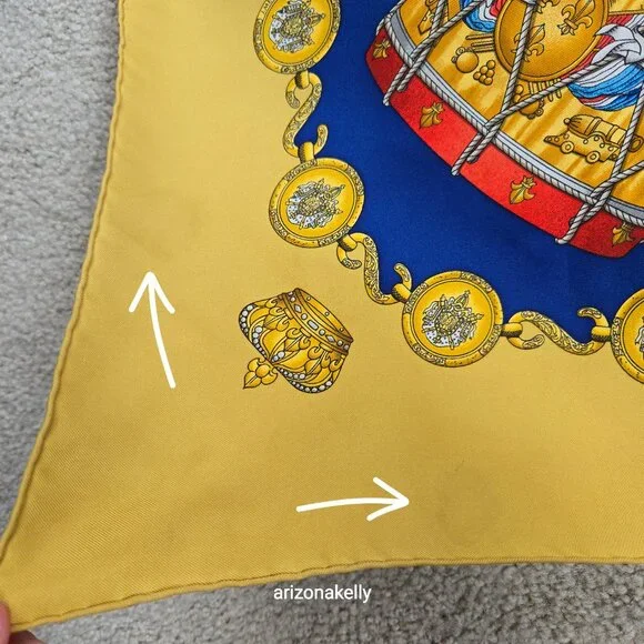 Hermès 'Les Tambours' Silk Scarf Gold Yellow - Picture 9 of 15